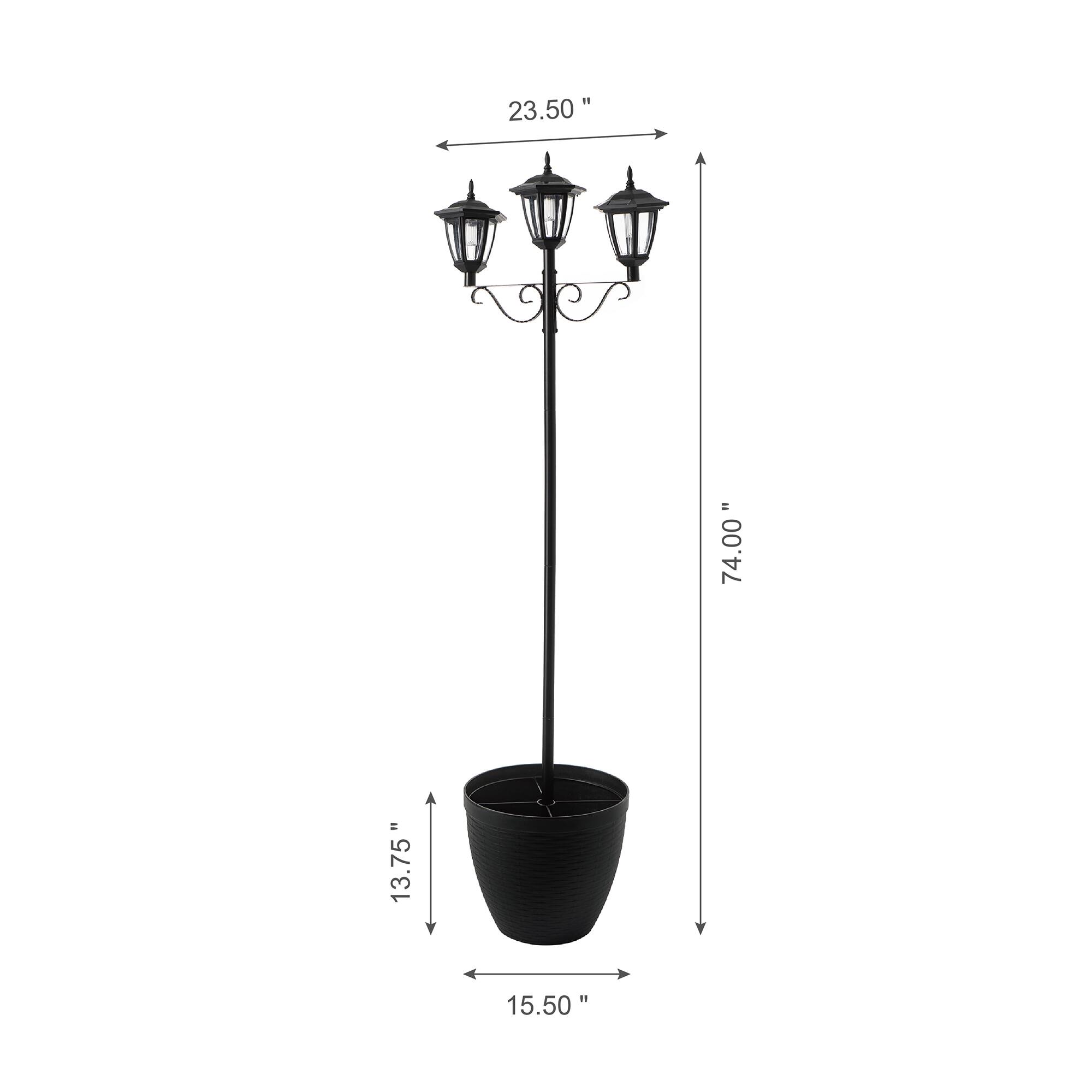 Glitzhome® 6ft. Solar Three Head Street Light with Planter Pot